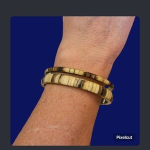VTG Western Set of Two Brass Horn Bangle Bracelets